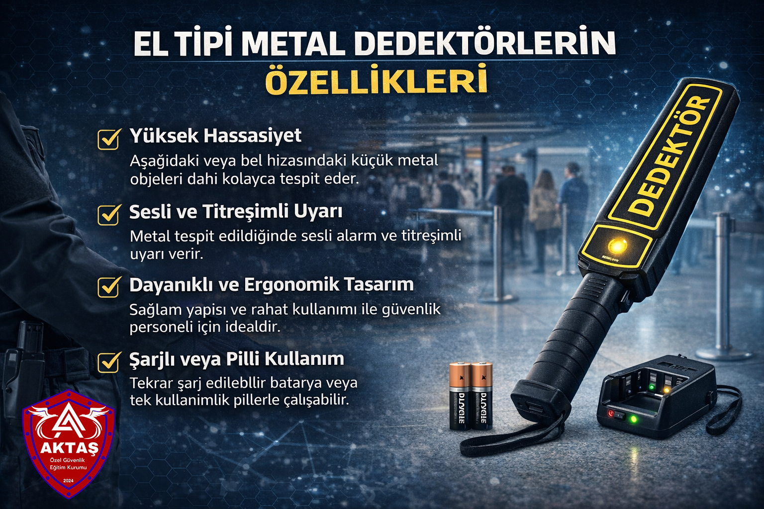 El tipi metal dedektörü ile üst kontrolü